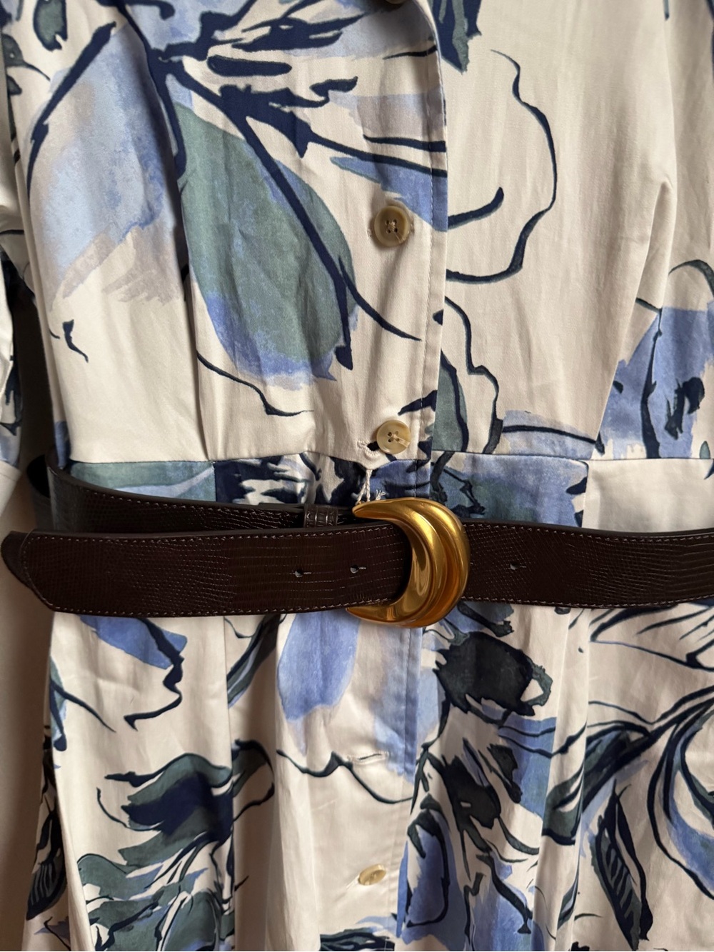 NWT Donna Karan New York Women's Spread Collar Floral Midi Shirt Dress Sz 10 - Picture 5 of 10